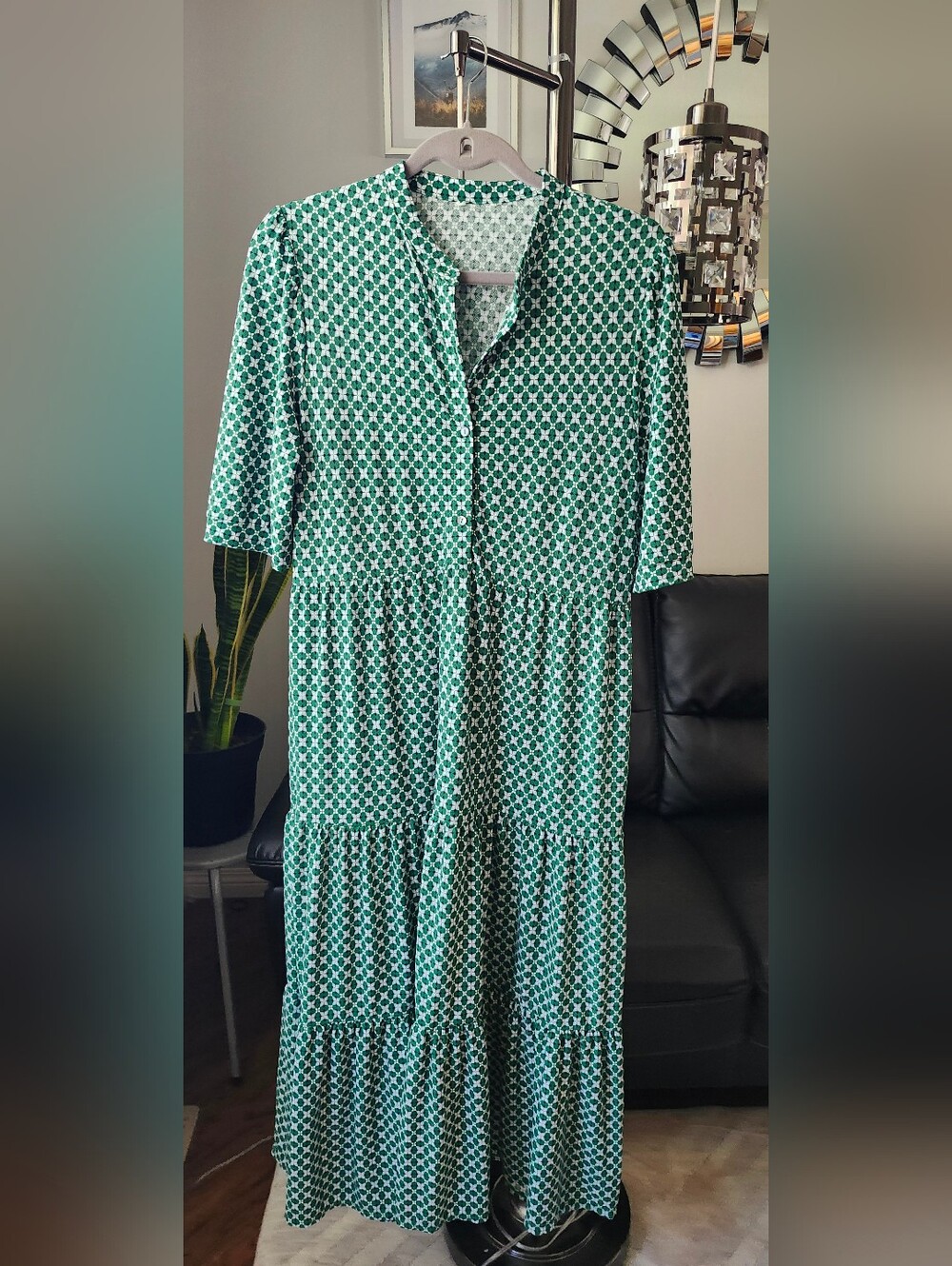 Max Studio Green Geo Print Maxi Dress
